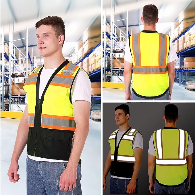ProtectX 6 Pockets High Visibility Safety Vest - Image 6