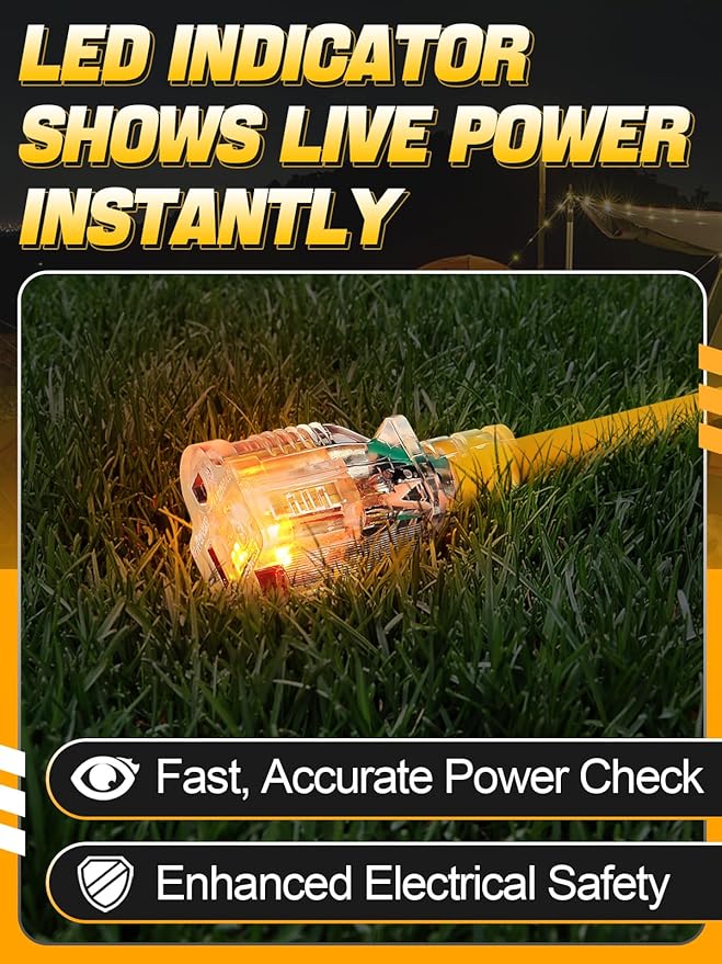 Lighted End Heavy Duty Outdoor Extension Cord Waterproof -16AWG, 3 Prong - Image 4