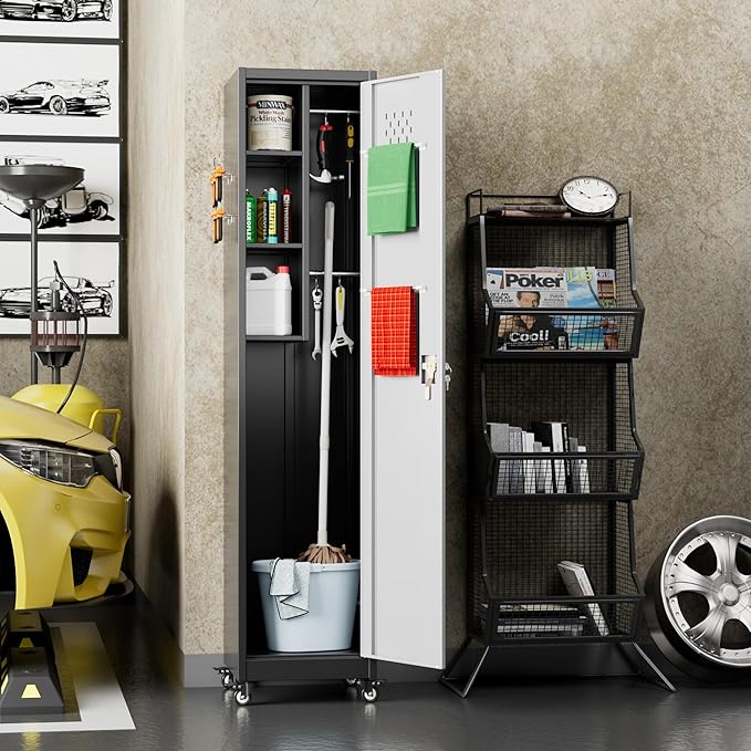 Aobabo Metal Broom Closet Storage Cabinet - Image 2