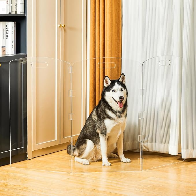 Modern Frame Clear Acrylic Freestanding Dog Gate - Image 5
