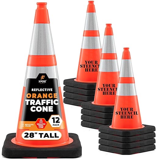 Xpose Safety 28 Inch Orange Traffic Cones Heavy Duty 10lb by XposeSafety