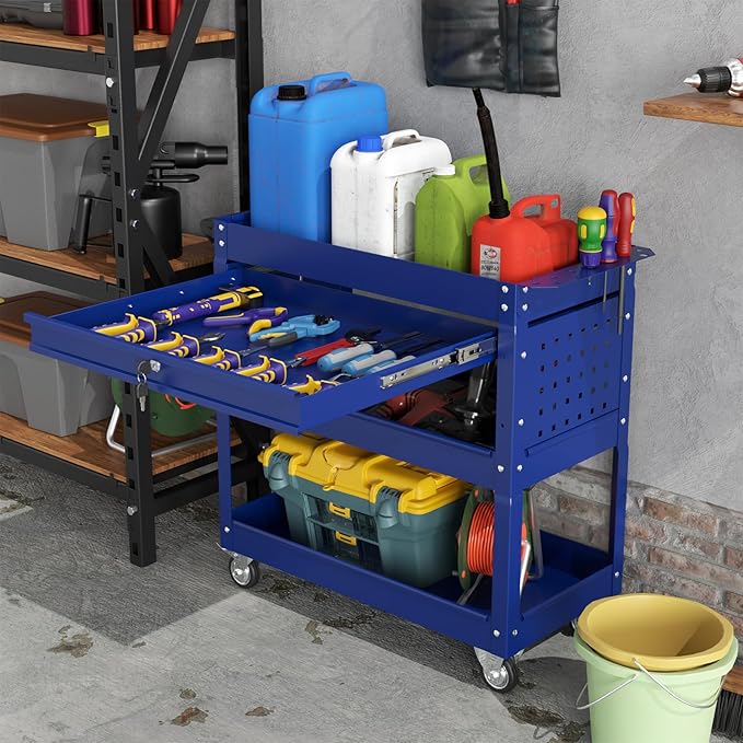 3 Tier Rolling Tool Cart On Wheels, Heavy-Duty Utility cart Service Cart - Image 2