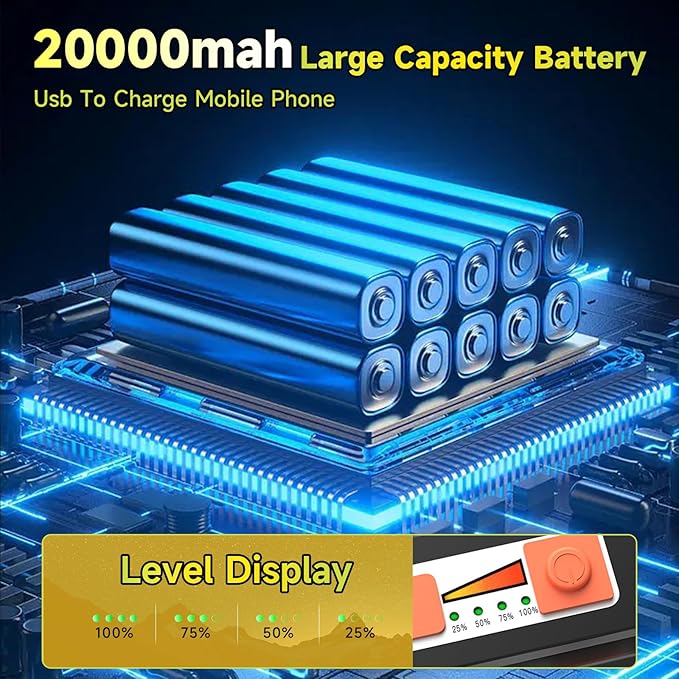 200W LED Solar Work Light, Sinear 20000LM Magnetic Portable Light, 20000mAh - Image 4