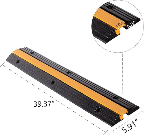 2 Pack Rubber Cable Ramp Hose Cable Protector Ramp 1 Channel 11000Lbs Load - Image 2