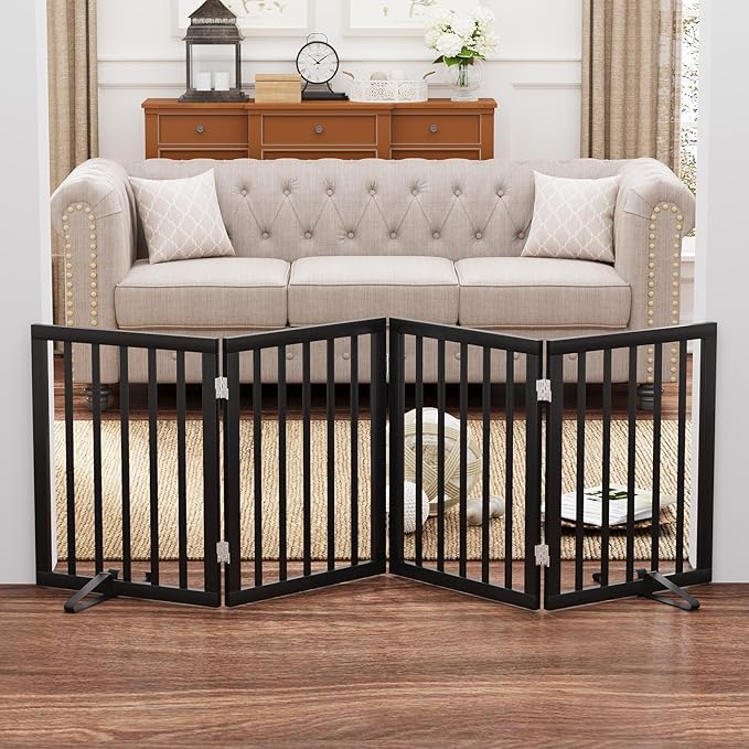 Black 37-74" Dog Gate Foldable Dog Gates by MinoKesper