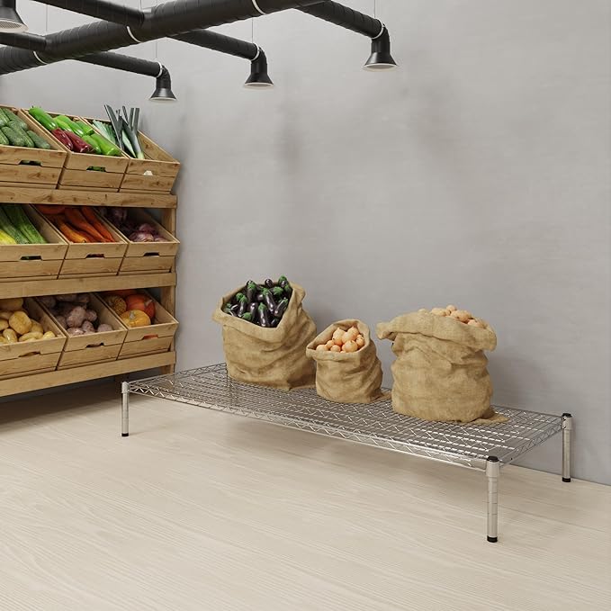 24''W x 60''L x 8''H Chrome Plated Wire Dunnage Rack | Off The Floor Storage - Image 2