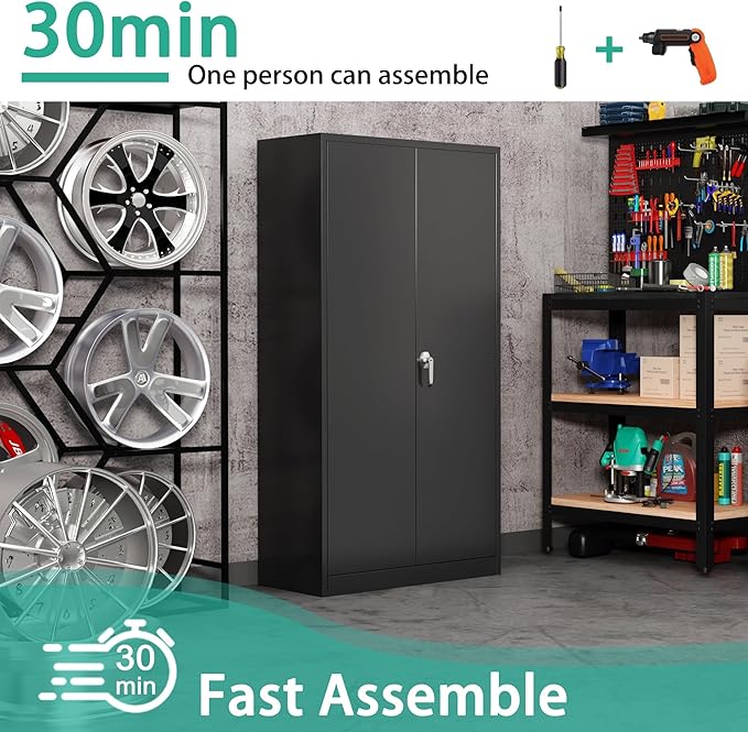 Black Metal Storage Cabinet - Image 4