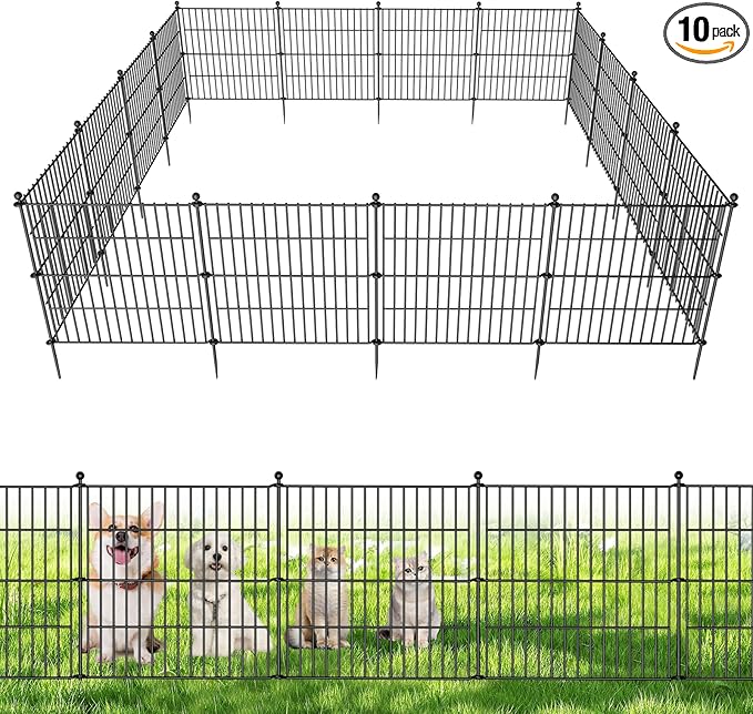 10 Panels No Dig Decorative Outdoor Garden Fence by SecureSpacesCleanerPlaces