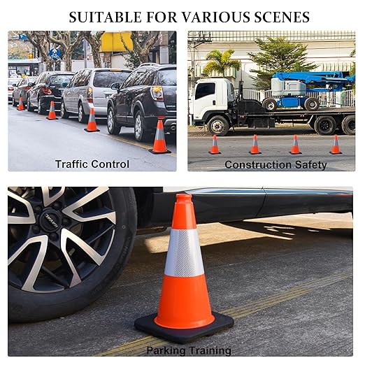 OrangeStar 8Pack 18" Orange Traffic Safety Cones, PVC Parking Cone Construction - Image 6