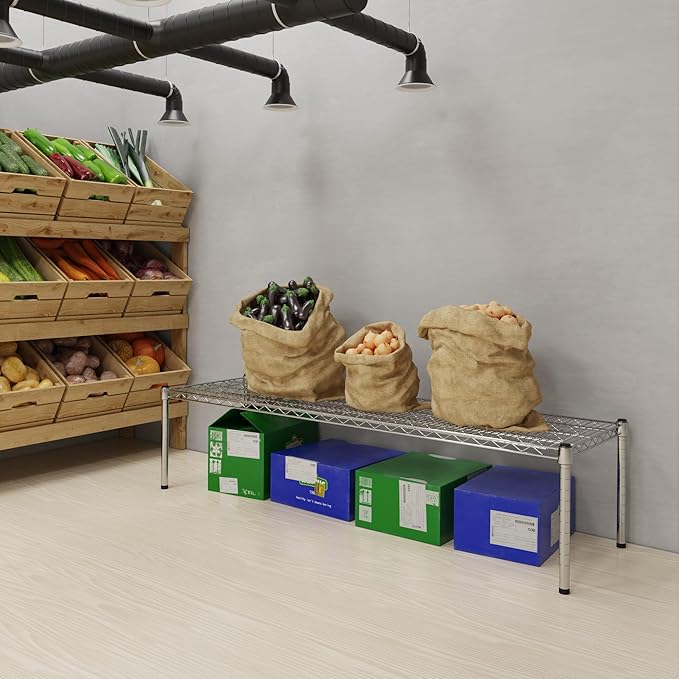 18''W x 60''L x 14''H Chrome Plated Wire Dunnage Rack | Off The Floor Storage - Image 2
