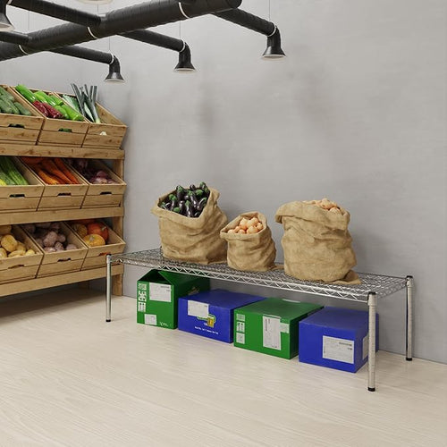 18''W x 60''L x 14''H Chrome Plated Wire Dunnage Rack | Off The Floor Storage - Image 2