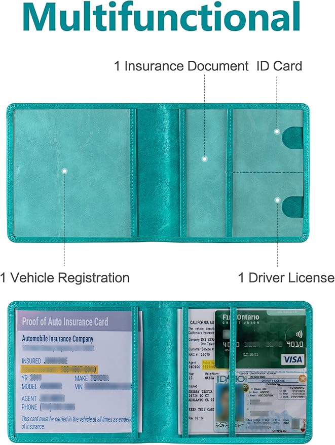 Mymazn Car Registration & Insurance Card Holder, PU Leather Holder - Image 2