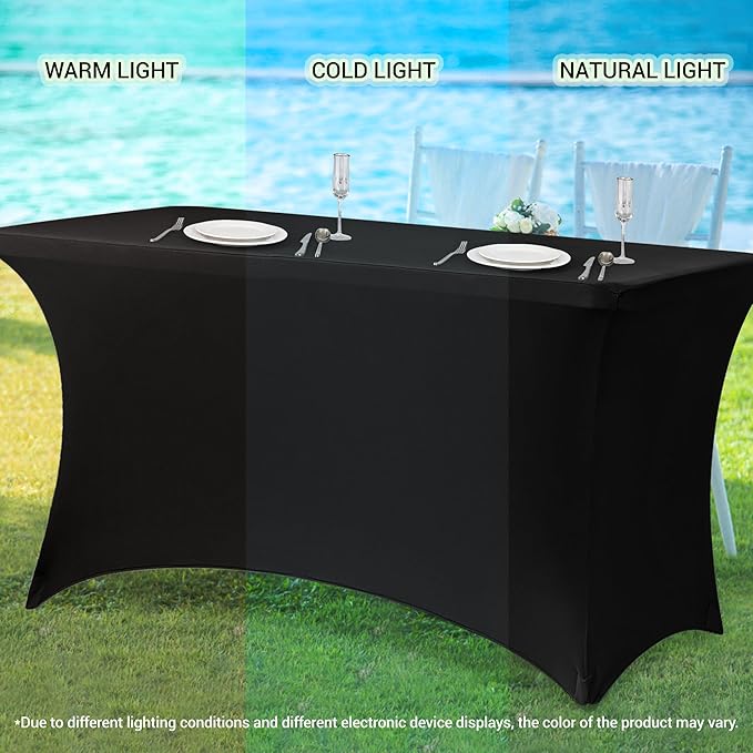 Obstal 6 Pack Stretch Spandex Green Table Covers - Image 7