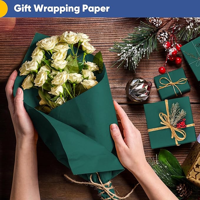 Vanhench 30"×1200" Green Wrapping Paper Roll, Craft Color Bulletin Board Paper - Image 6