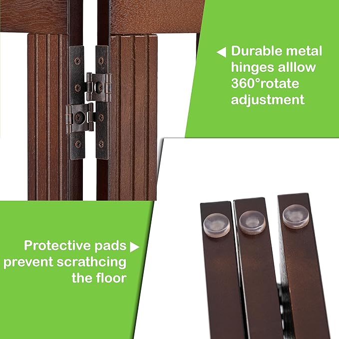SPIRICH Wooden Freestanding Foldable Dog Gate, Pet Gate Indoor, Dog Gates - Image 7