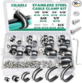 50PCS Cable Clamps with Screws Assortment Kit 304 Stainless Steel Rubber Coated by OURU