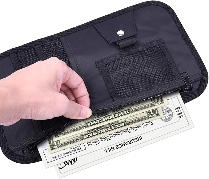 Car Sun Visor Organizer, Wisdompro Vehicle Interior Accessories Storage Pouch - Image 7