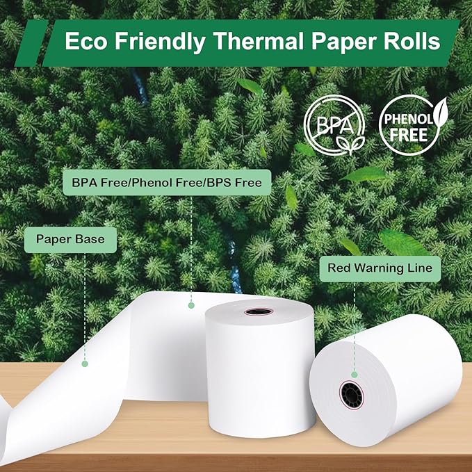 Phenol-Free 3 1/8 x 230 Thermal Paper Receipt Rolls, Thermal Printer Paper 50 - Image 2