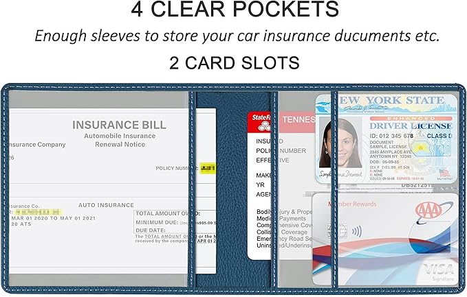 Car Registration and Insurance Holder, Premium PU Leather Vehicle Glove Box Car - Image 2