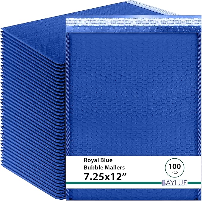 Royal Blue 7.25x12 Inch Poly Bubble Mailers #1 | Self Seal Padded Envelopes | by BAYLUE