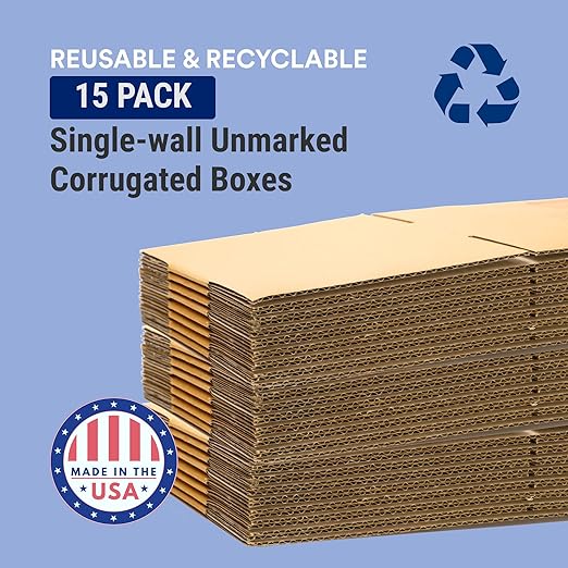 Box USA Shipping Boxes 24"L x 18"W x 12"H 15-Pack Large Single Walled - Image 3