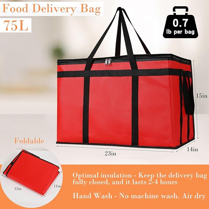 Insulated Bags for Food Delivery, XXXL Pizza Delivery Bags for Hot and Cold Food - Image 2