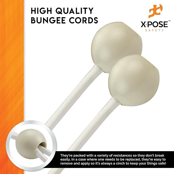 Xpose Safety Bungee Ball Cords 11" 10 Pack Heavy Duty White Stretch Rope - Image 4