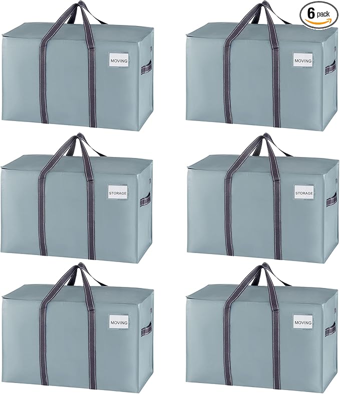 VENO 6 Pack Moving Bags and Large Christmas Storage Bins by Veno