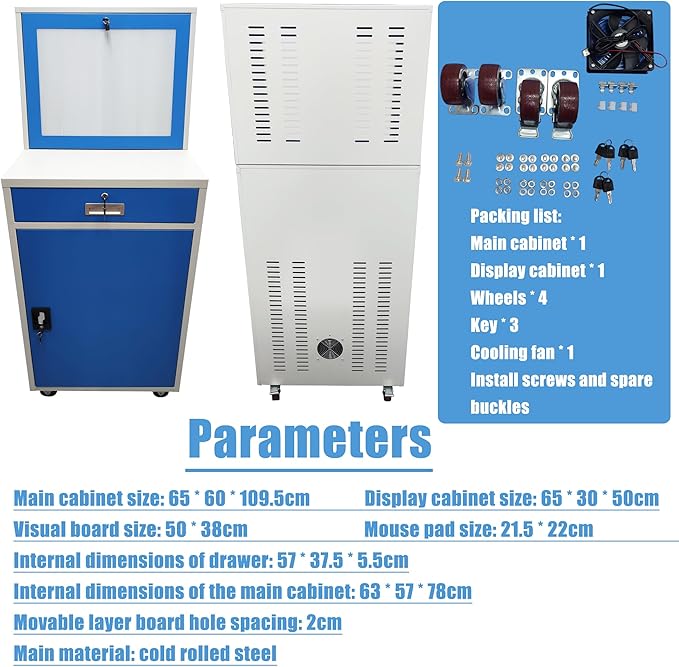 Industrial PC Enclosure Computer Security Cabinet Lockable Detachable Steel - Image 8