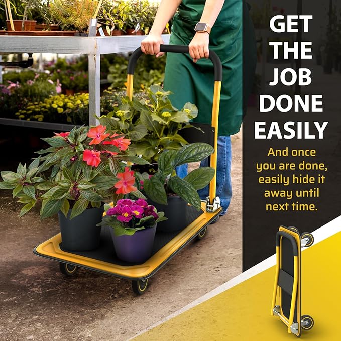 Heavy Duty Foldable Push Cart Dolly | 330 lbs. Capacity | Upgraded Collapsible - Image 6