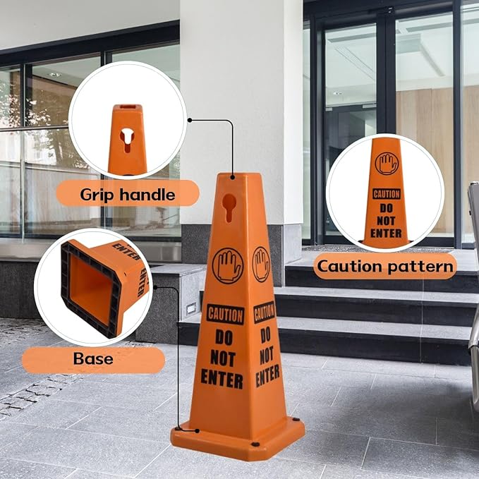 26.5" Caution Cones, 4-Sided Visible Safety Signs - Image 6