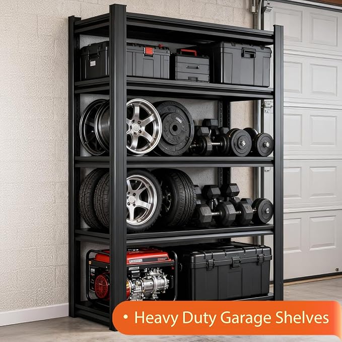 Metal Storage Shelves Unit, 5-Tier Adjustable Heavy Duty Garage Shelving - Image 8