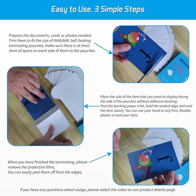 Self-Sealing Laminating Pouches, 5.4" x 7.4'', 20 Pack, Easy-to-Use, No Machine - Image 7