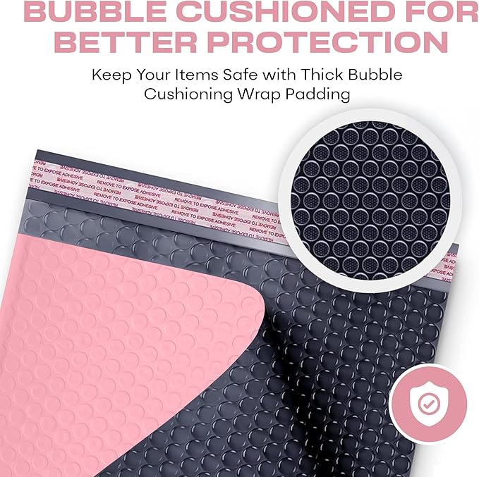 Light Pink Poly Bubble Mailers 7.25x12 inch #1 | Self Seal Padded Envelopes | - Image 6