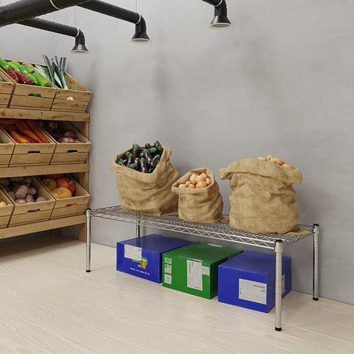18''W x 48''L x 14''H Chrome Plated Wire Dunnage Rack | Off The Floor Storage - Image 2