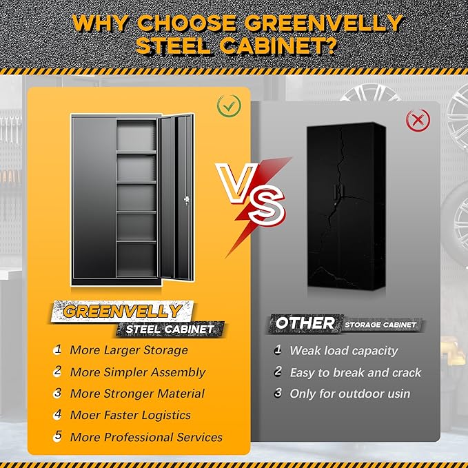Greenvelly 72" H Metal Storage Cabinet, Locking Cabinets - Image 6