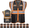 Custom Safety Vest with Logo Pockets High Visibility Reflective Vests by CustomTok