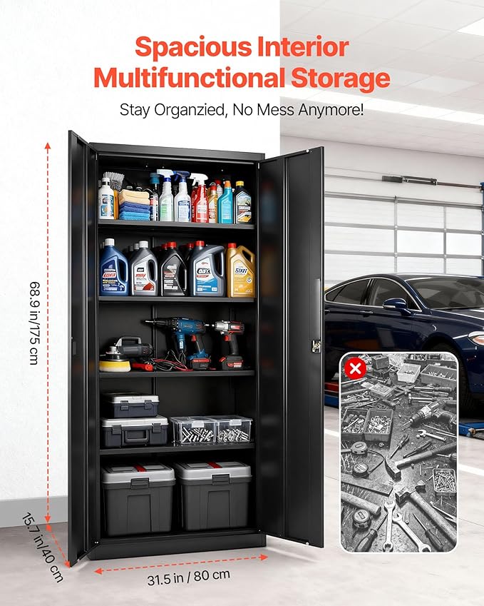 VEVOR Metal Storage Cabinet, Steel Garage Cabinet - Image 3