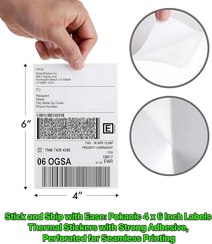 Roll x Direct White Strong Adhesive Perforated Postage Shipping Printer - Image 6