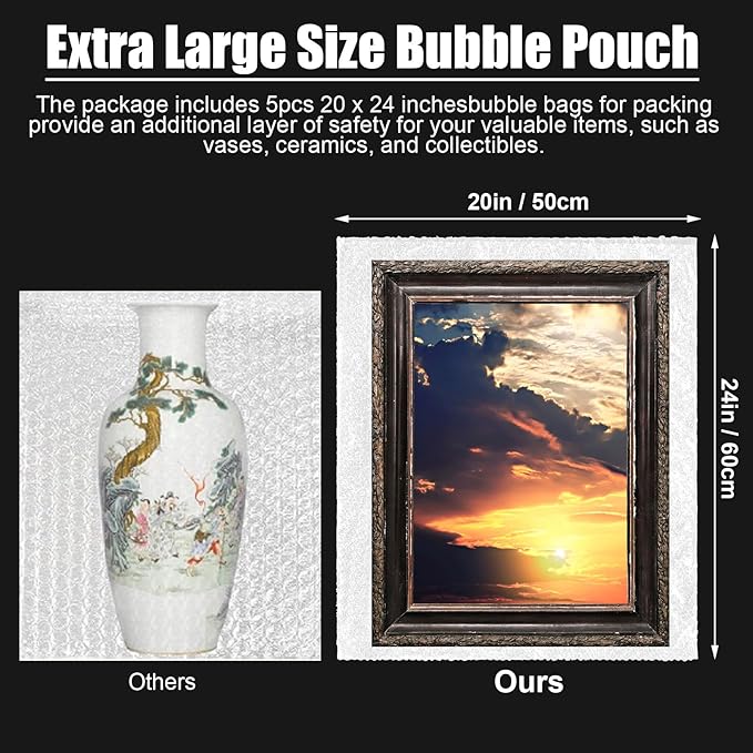 5 Pack Extra Large Bubble Pouches 20 * 24 Inch Clear Bubble Pouch Wrap Bags - Image 2