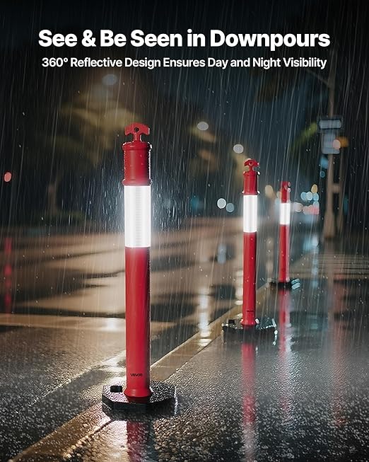 VEVOR 2 Pack Traffic Delineator Posts, 48 inches Traffic Safety Cones - Image 2