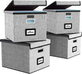 Huolewa Portable File Organizer Boxes Set of 4, Large Linen Hanging Office by Huolewa