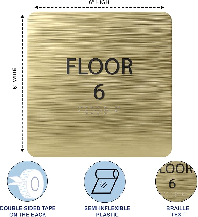 6" X6" Floor 6 Sign - Image 3