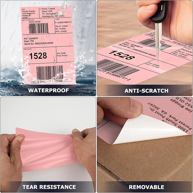 Pink Direct Thermal Labels 4 × 6 Inch Vinyl Self-Adhesive Fanfold Shipping - Image 6