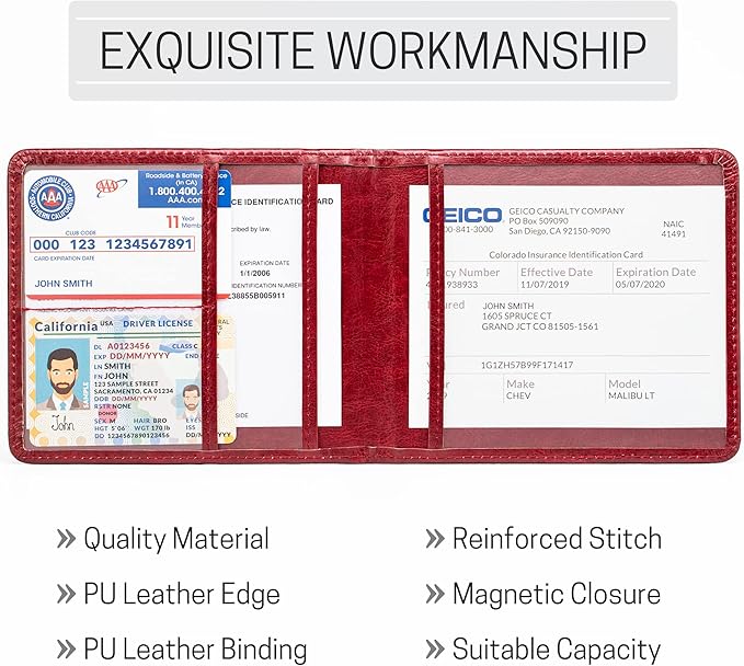 CANOPUS Car Registration and Insurance Holder, PU Leather Card Holder, Vehicle - Image 4