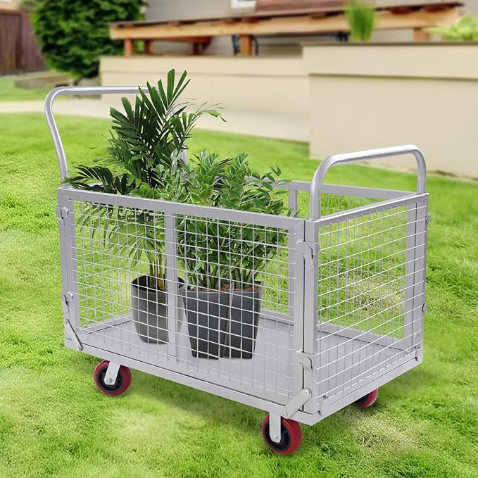 Large Platform Truck Cart, 440LBS Heavy Duty Push Cart Dolly - Image 2