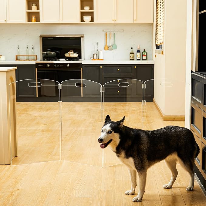 Modern Frame Clear Acrylic Freestanding Dog Gate - Image 7