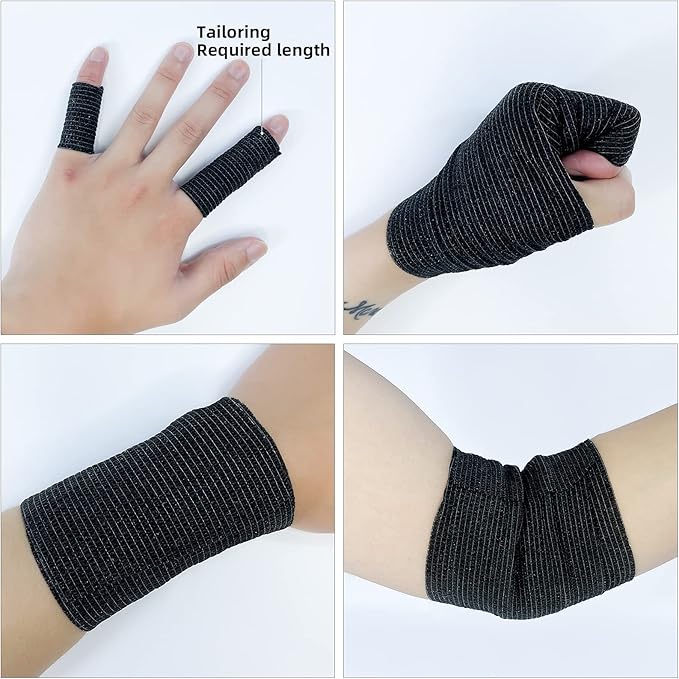 Black- Self Adhesive Cohesive Bandage Wrap, Self Adherant Non-Woven Wrap Rolls - Image 3