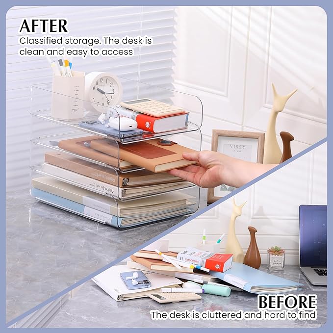 2 Pack Stackable Paper Tray, Acrylic File Organizer - Image 8