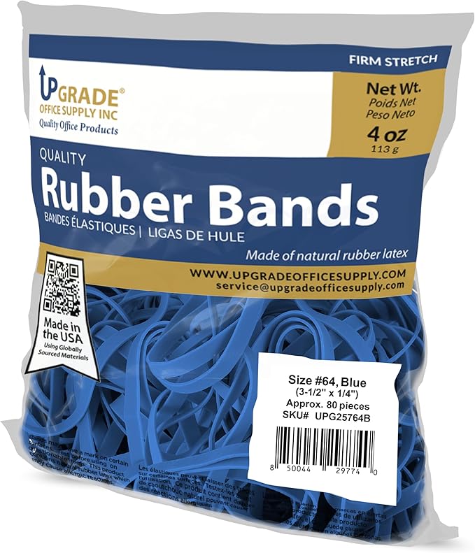 Upgrade Office Supply UPG25764B Rubber Bands, Size 64, 80 Bands, 1/4 lb Bag - Image 2